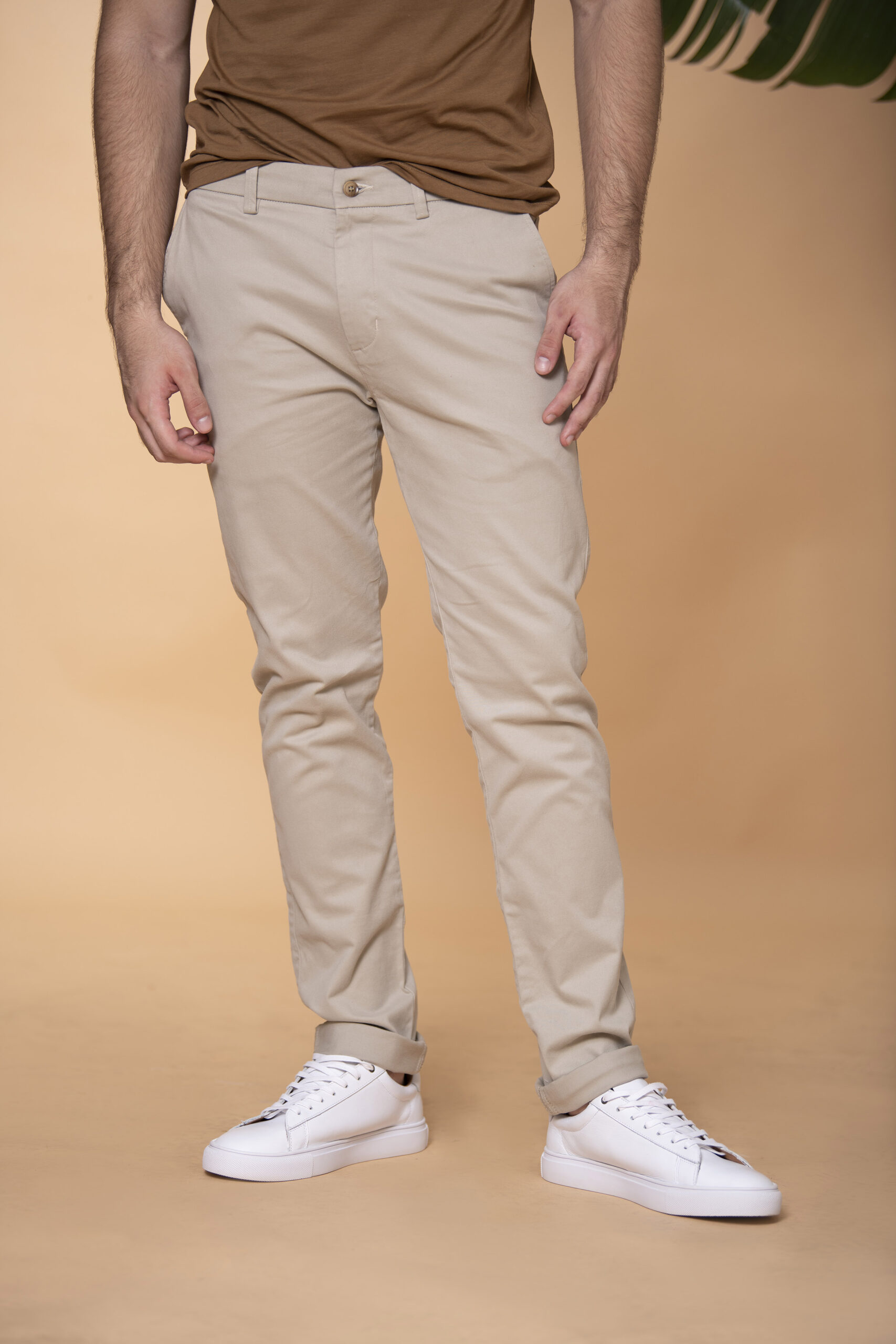 Pantalón Slim Fit Mezcla Algodón Beige
