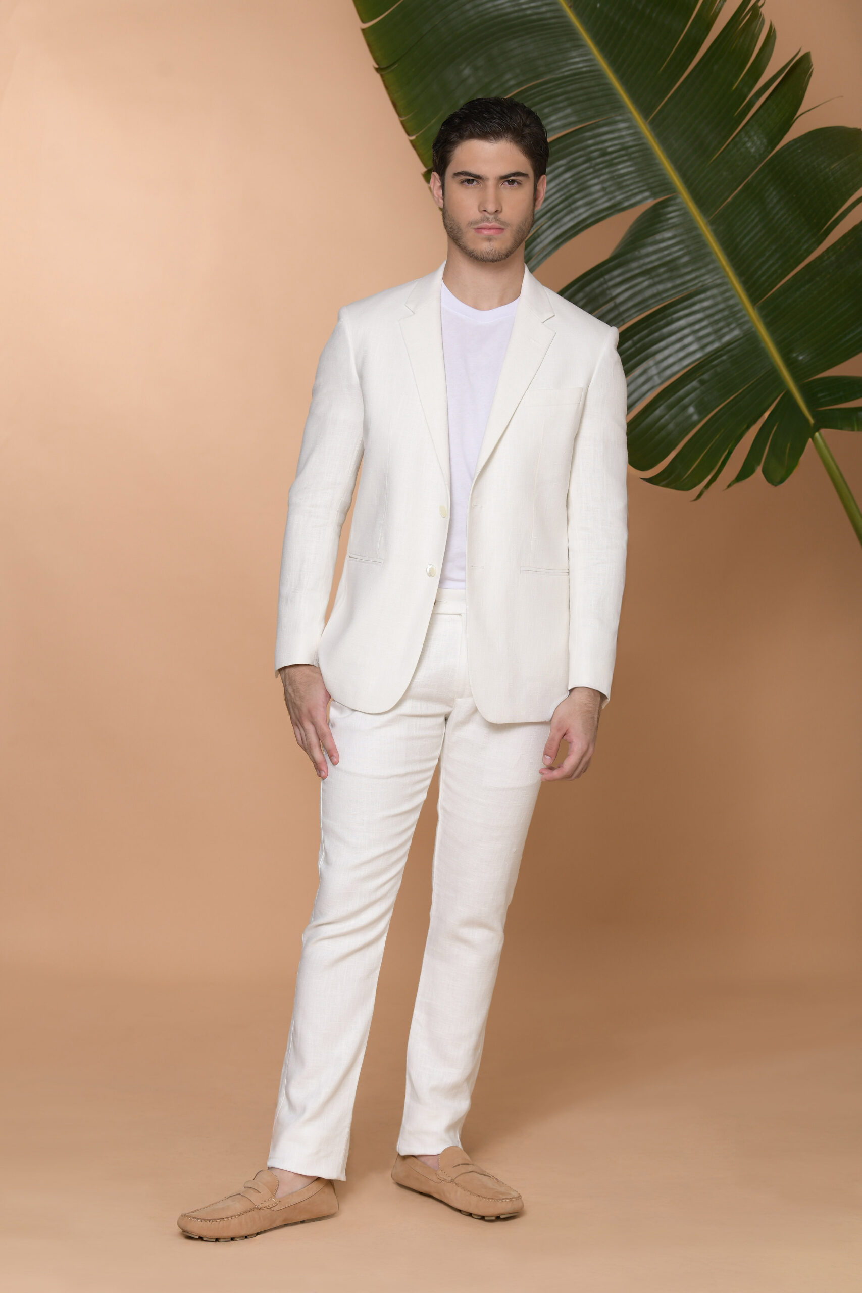 Traje Slim Fit 100% Lino Marfil