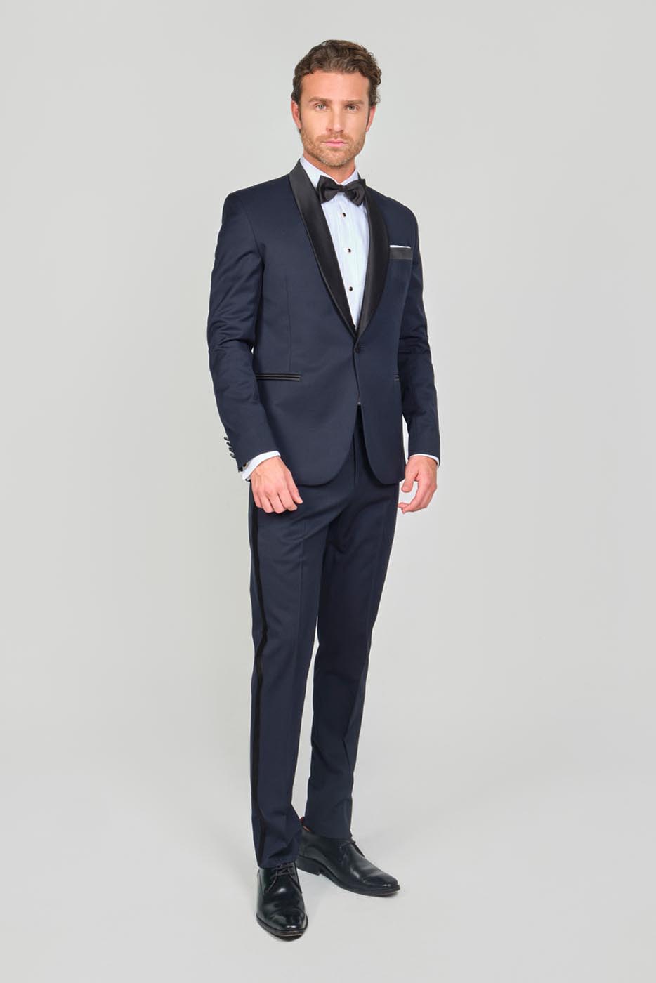 Traje Formal Sobre Medida Paño Tropical Azul Oscuro