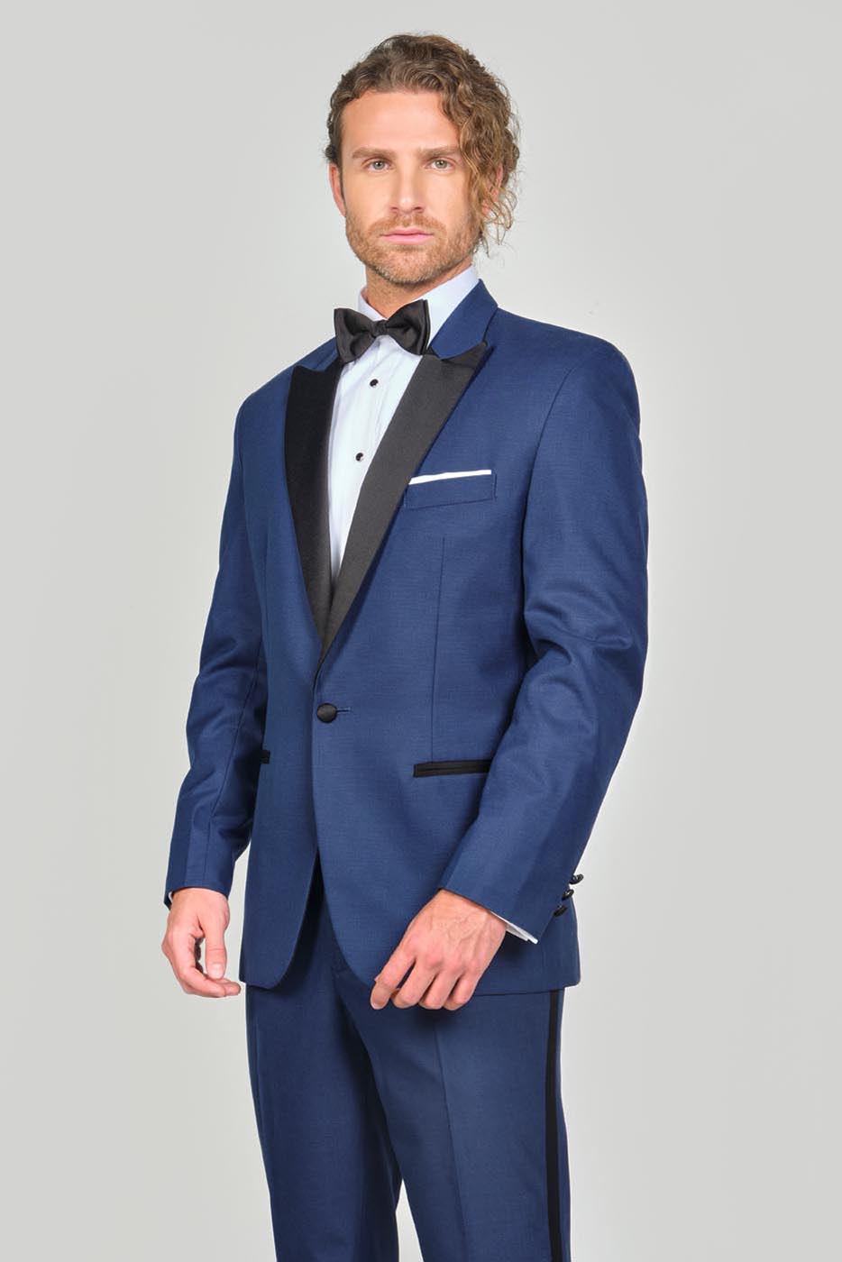 Traje Formal Sobre Medida Paño Tropical Azul Piquet