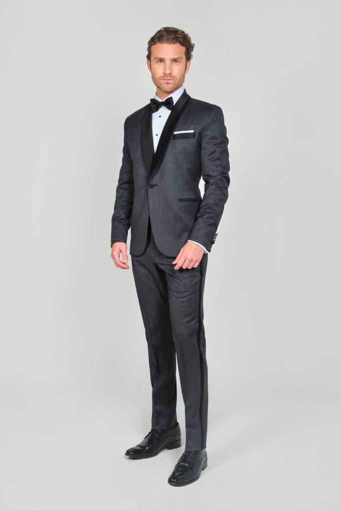 Traje Formal Sobre Medida Paño Tropical Gris Oscuro