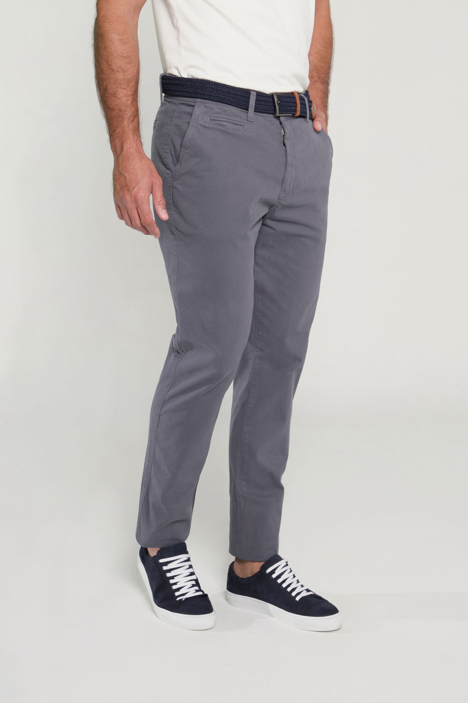 Pantalon Chino Slim Fit Dril Gris Azul