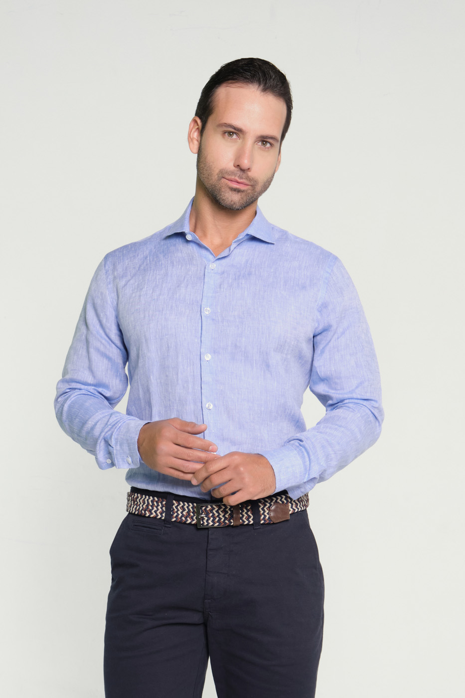 Camisa Classic Lino Azul Claro