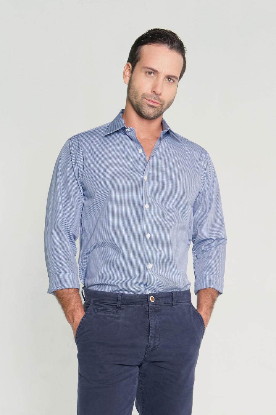 Camisa Classic Algodón Azul Oscuro