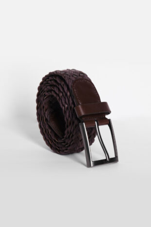 Correa Trenzada Cuero Marron