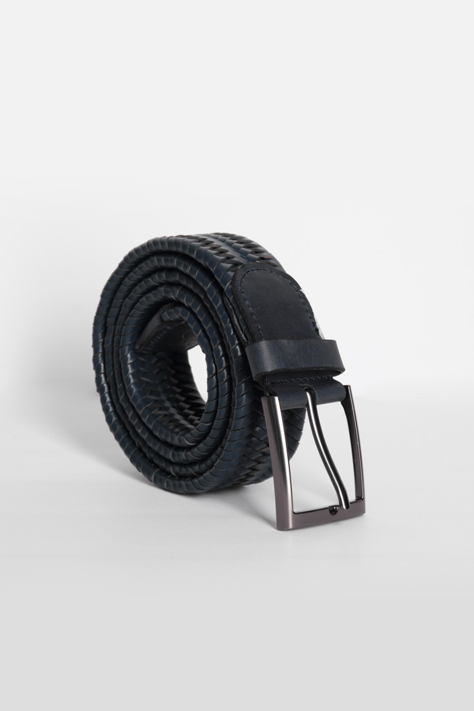 Correa Trenzada Cuero Azul Turqui