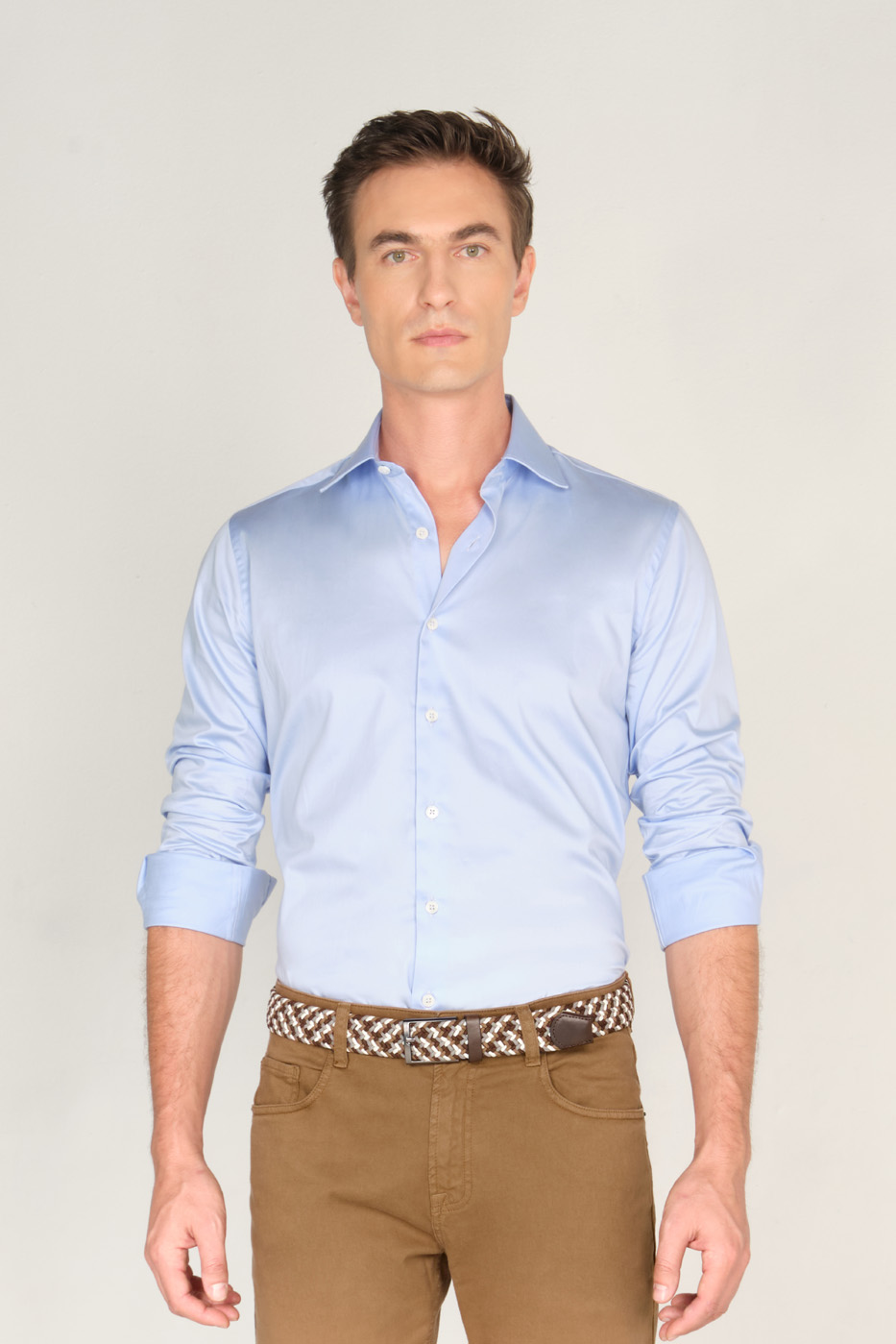 Camisa Classic Algodón Pima Azul Claro