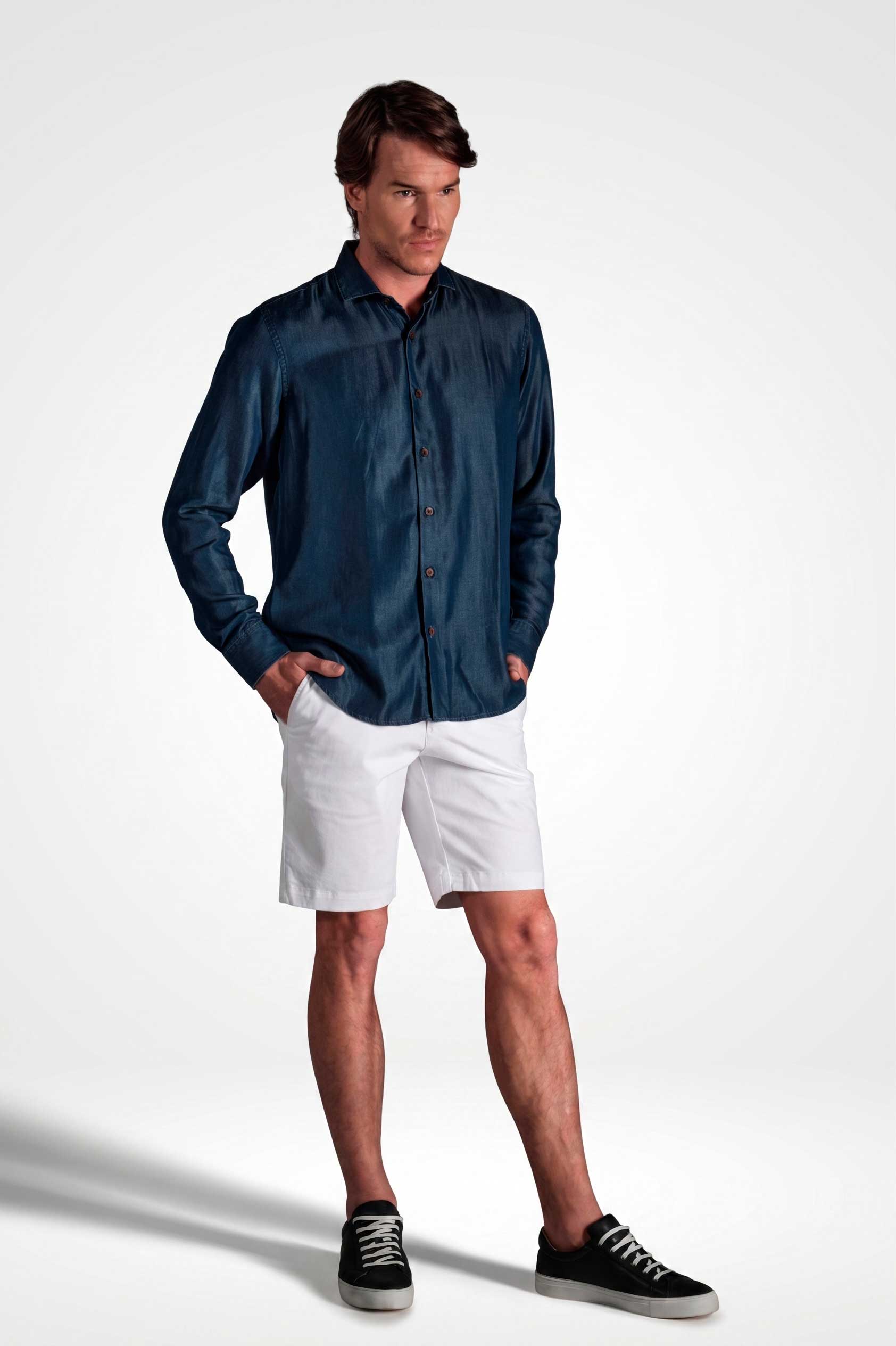 Bermuda Chino Slim Dril Blanco