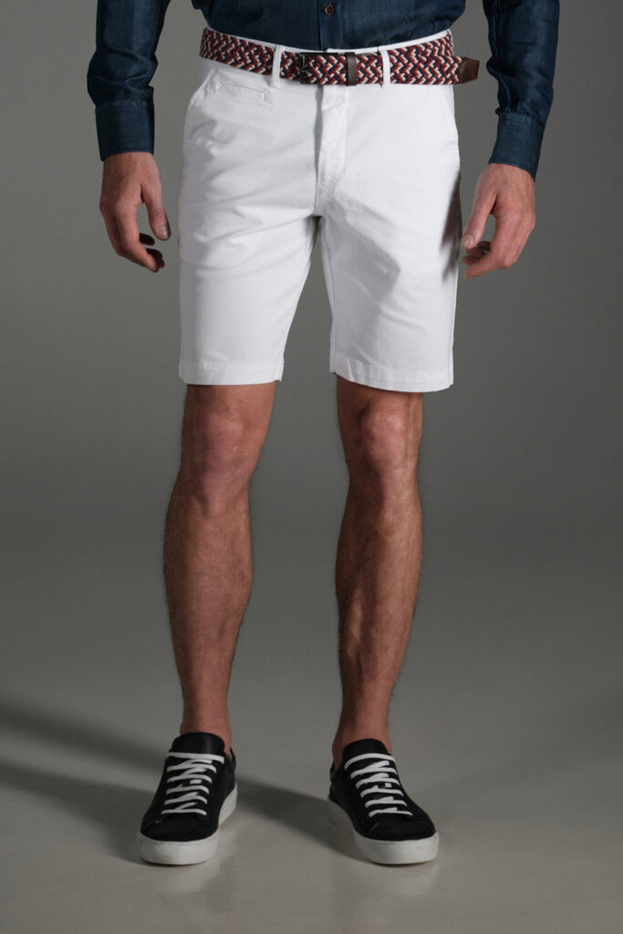 Bermuda Chino Slim Dril Blanco