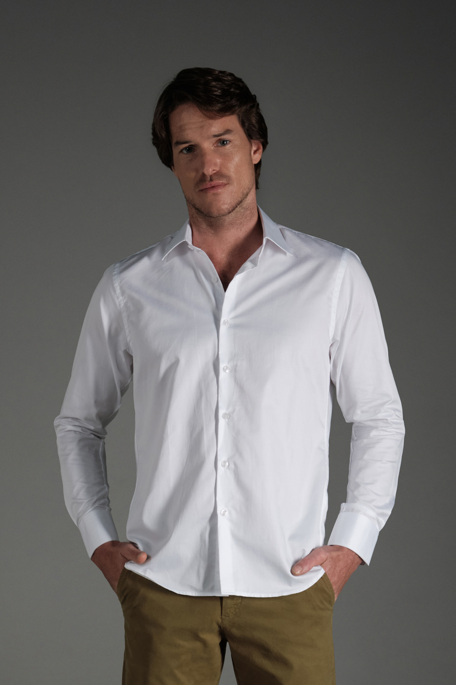 Camisa Classic Algodon Blanco Saten