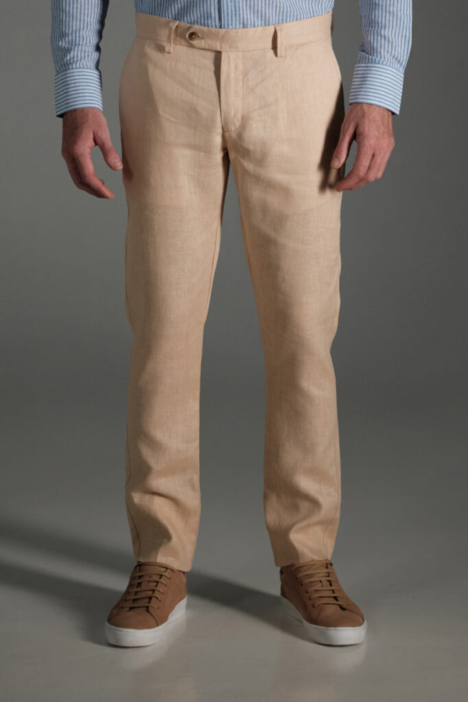 Pantalon Slim Lino Beige