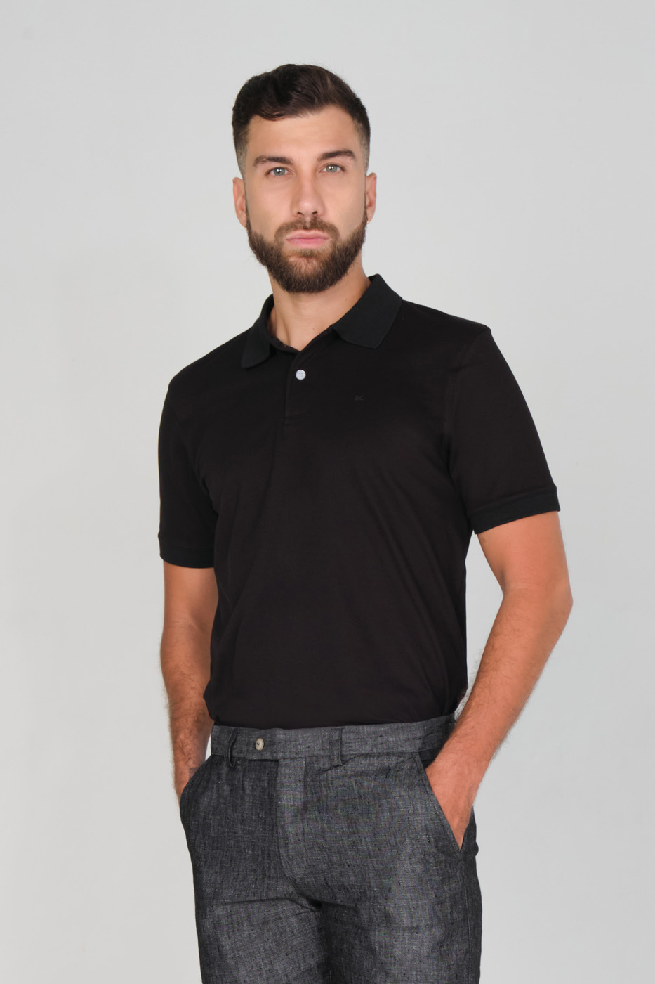 Camiseta Polo 100% Algodón Piqué Negro