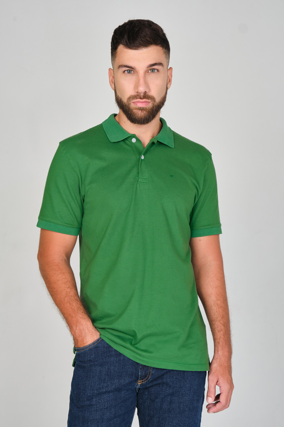 Camiseta Polo 100% Algodón Piqué Verde Oscuro