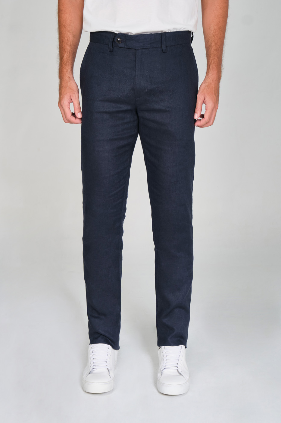 Pantalón Traje Slim Fit 100% Lino Azul Navy