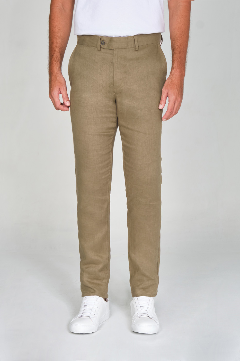 Pantalón Formal Slim Fit 100% Lino Verde Olive