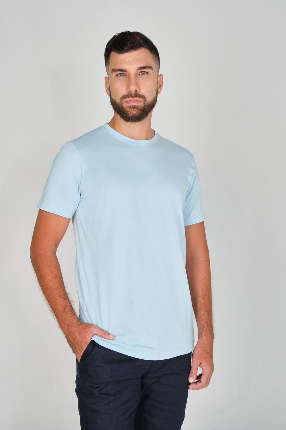 T-shirt Slim Fit 100% Algodón Azul Claro