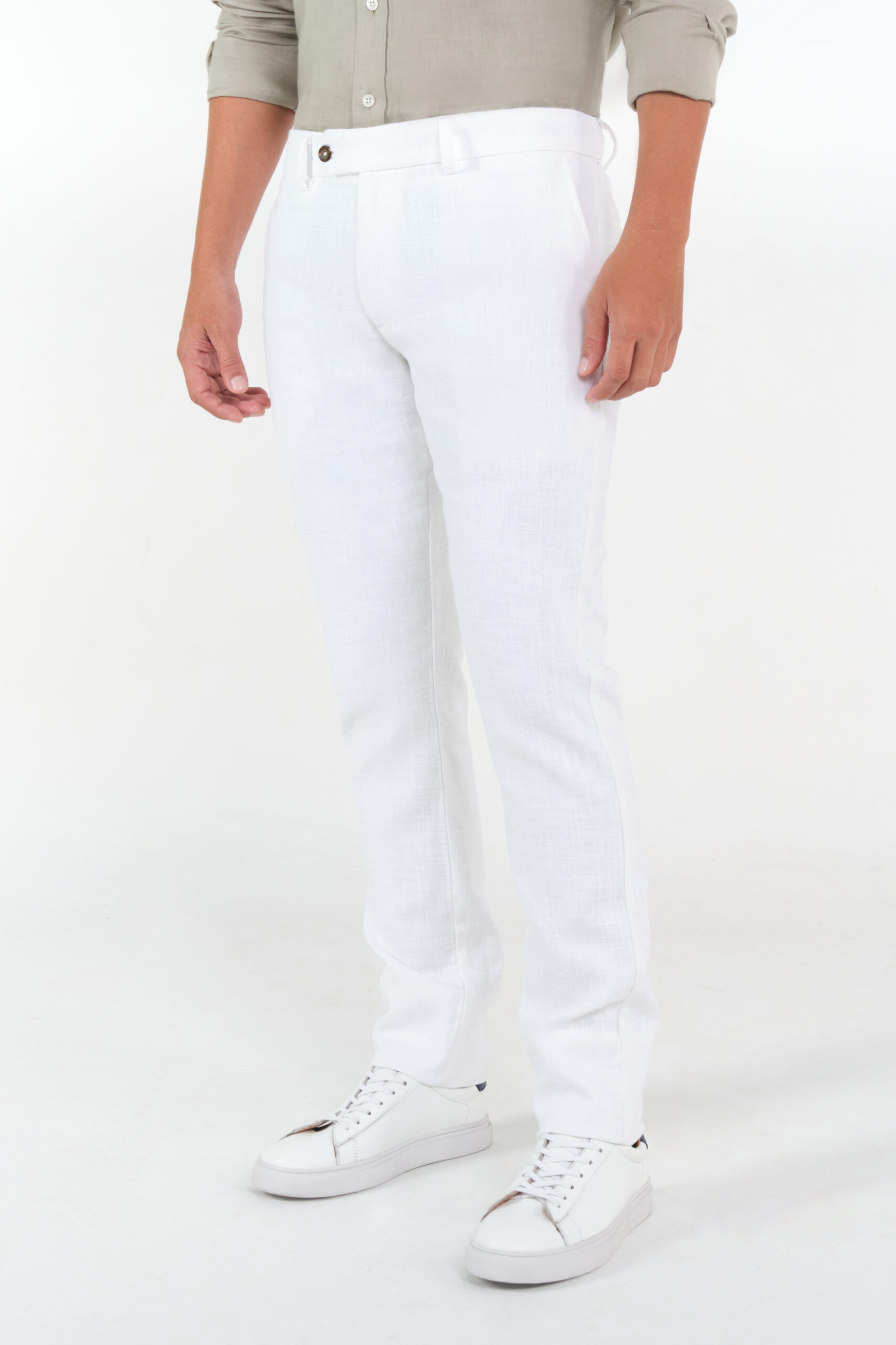 Pantalón Slim Fit 100% Lino Blanco
