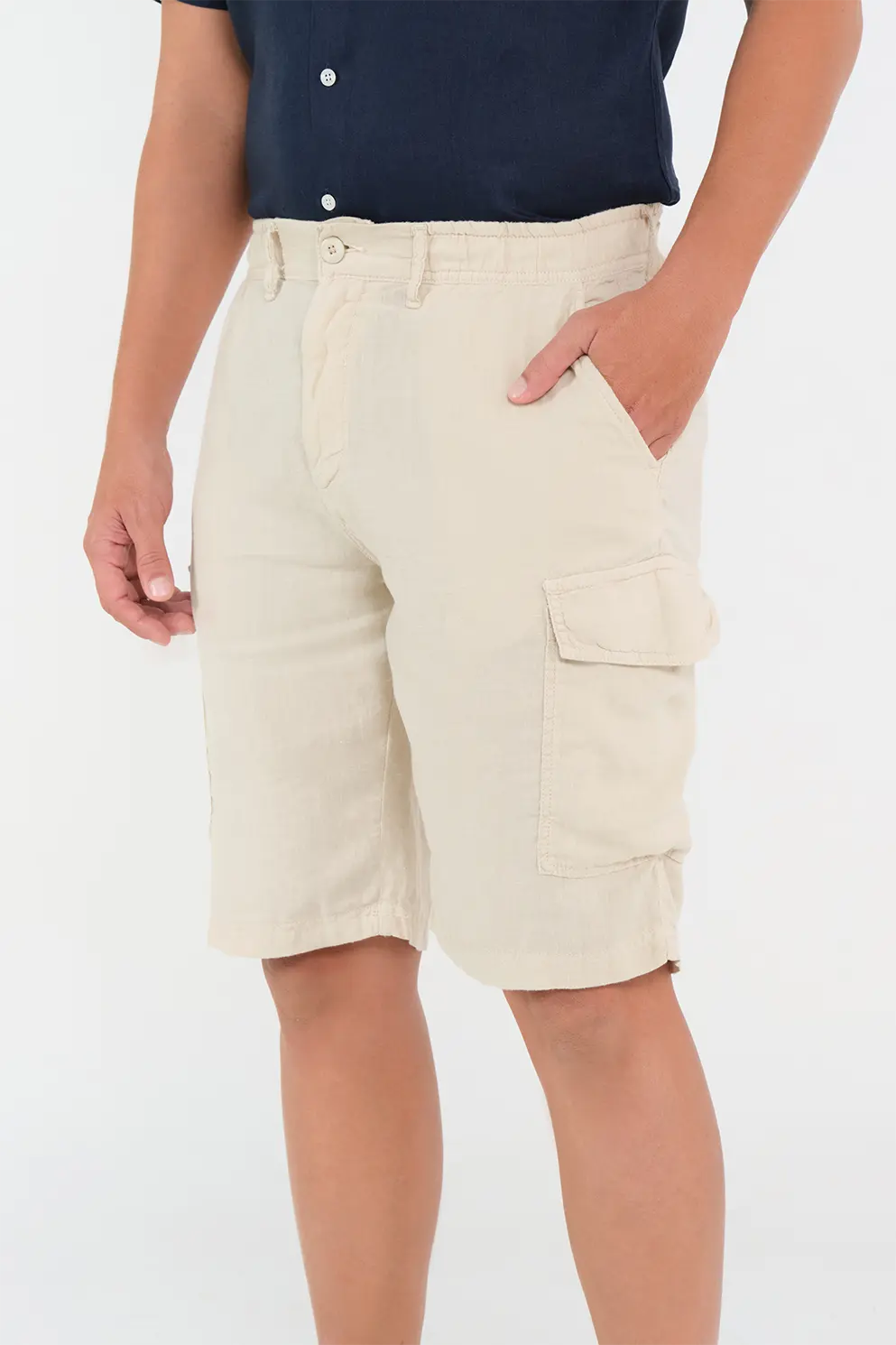 Bermuda Cargo Slim Fit 100% Lino Arena