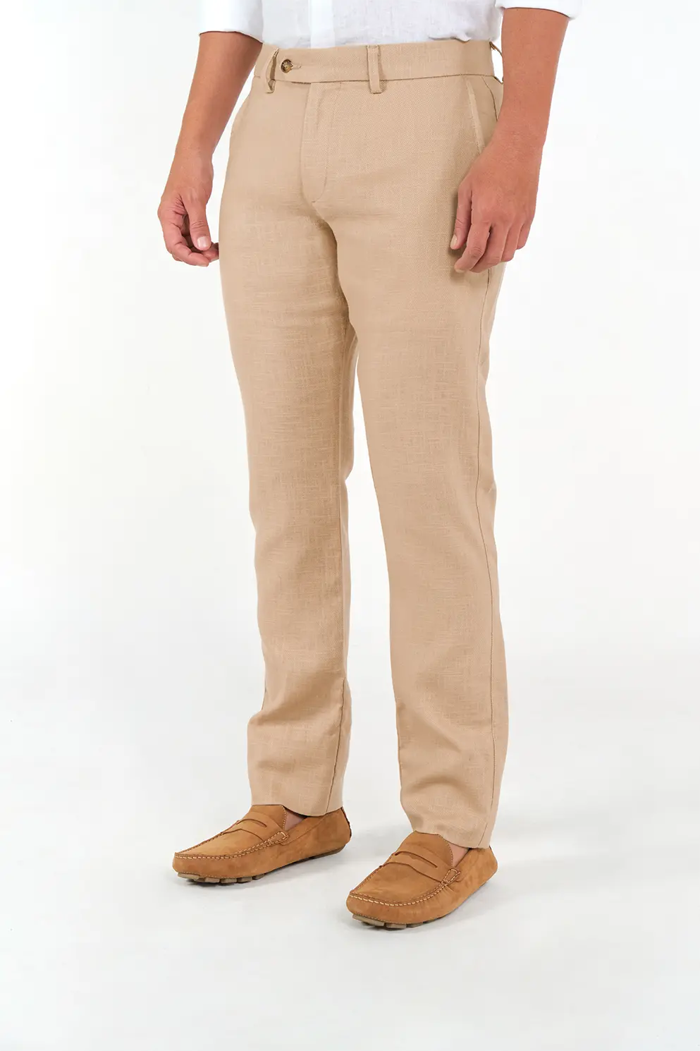 Pantalón Slim Fit 100% Lino Beige