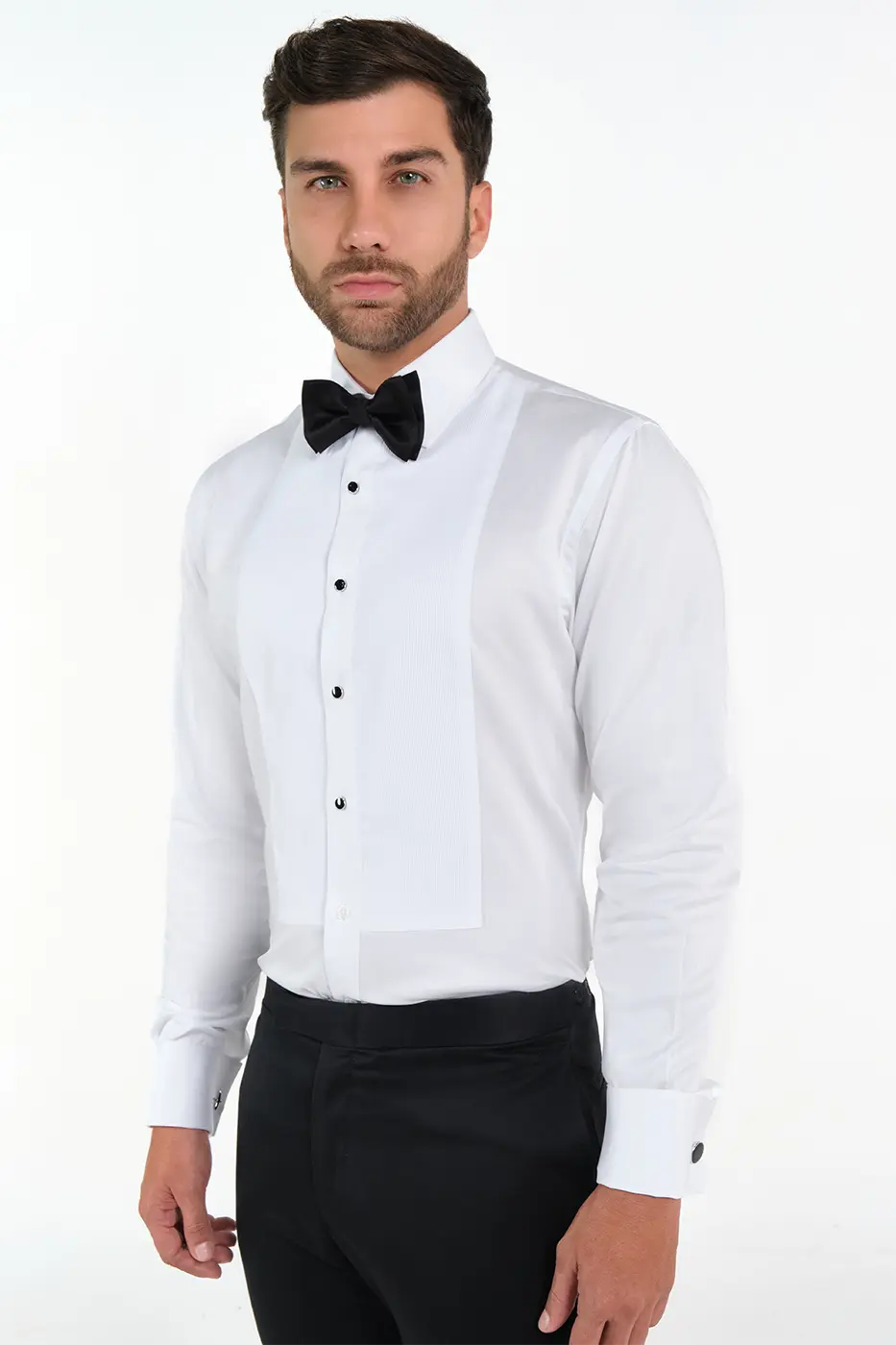 Camisa Smoking Slim Fit 100% Algodón Blanco