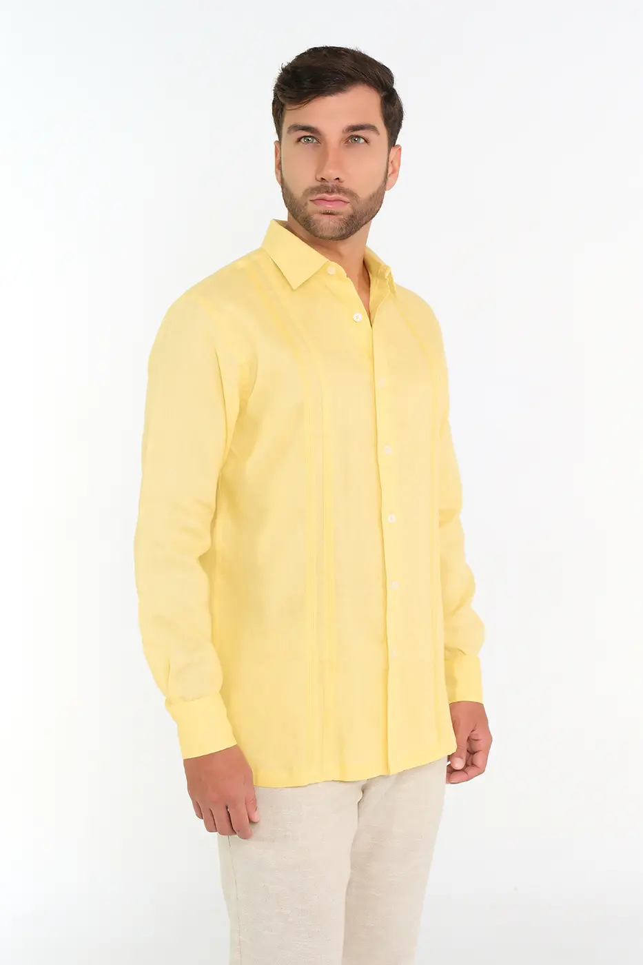 Guayabera Classic Fit 100% Lino Amarillo