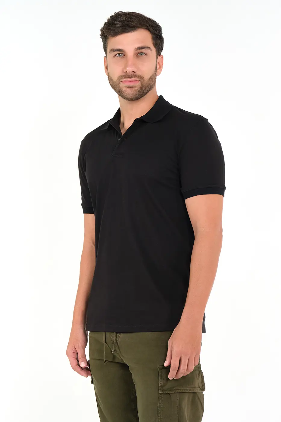 Camiseta Polo 100% Algodón Piqué Negro
