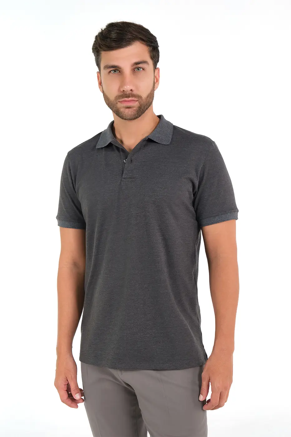 Camiseta Polo 100% Algodón Piqué Gris