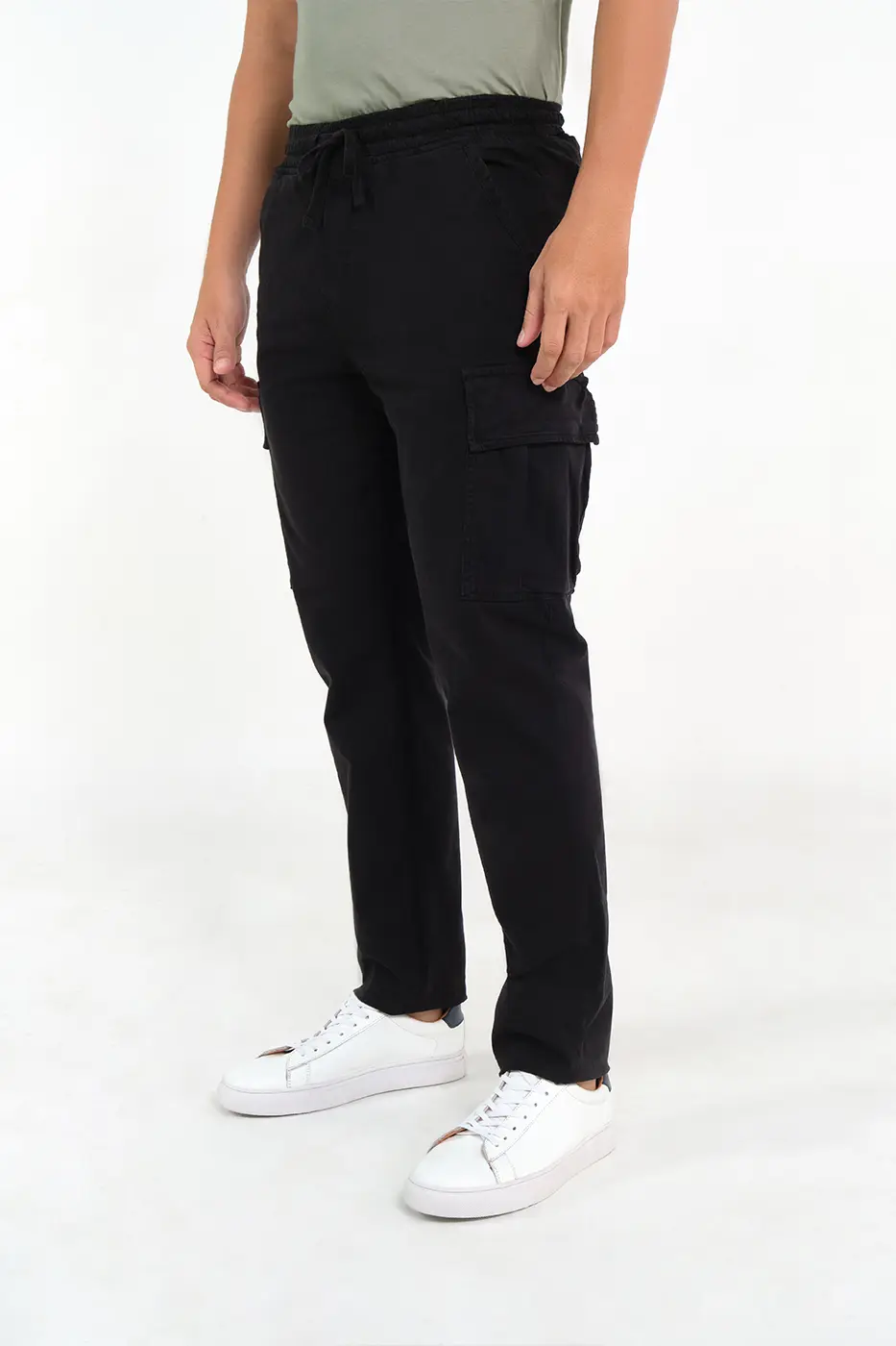 Pantalón Cargo Slim Fit Mezcla Algodón Negro
