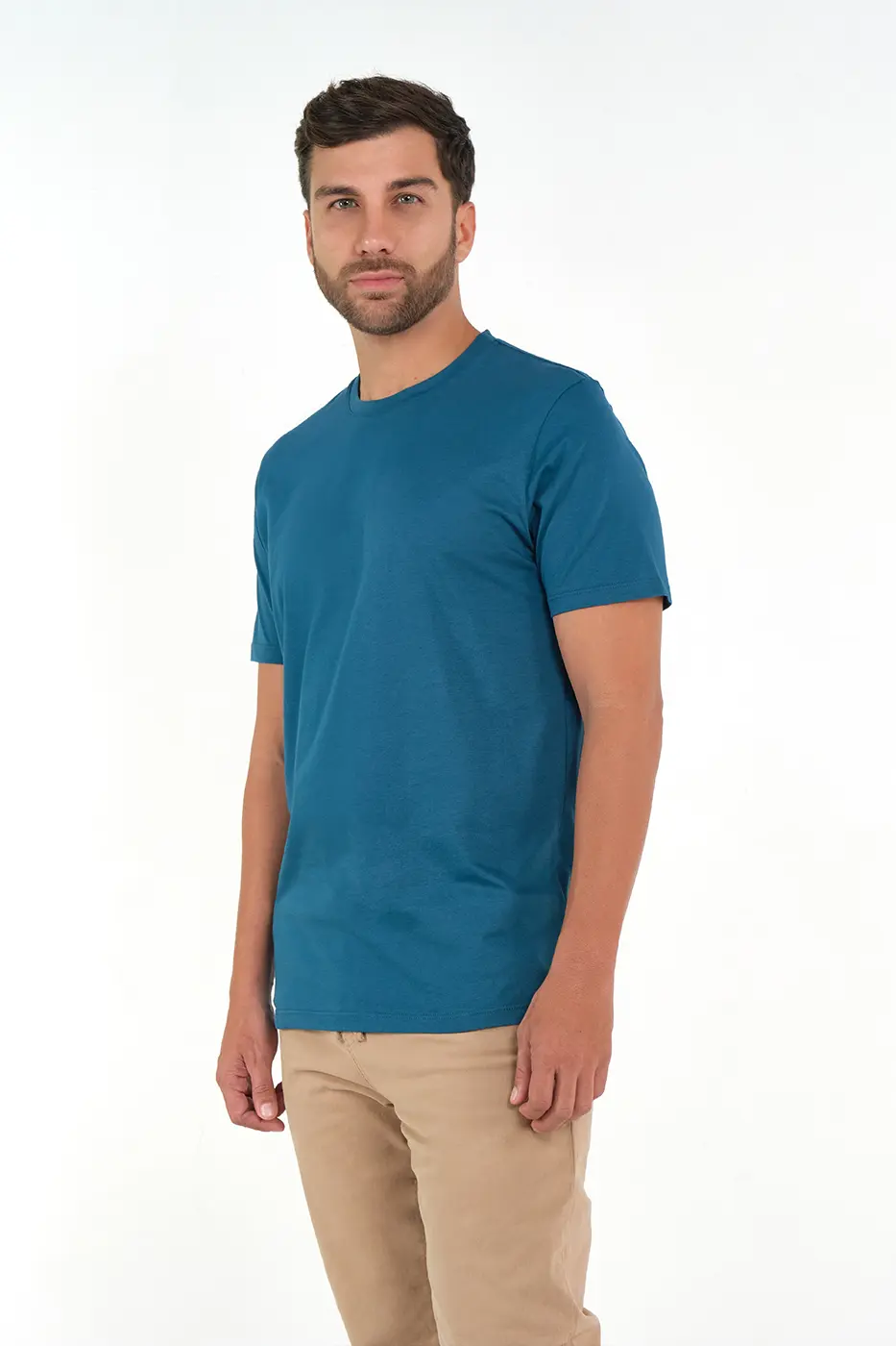 T-shirt Slim Fit 100% Algodón Azul Petróleo