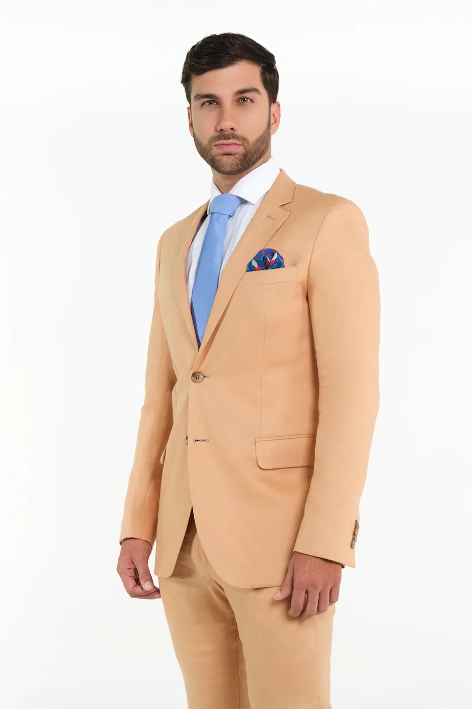 traje formal slim fit lino nuez