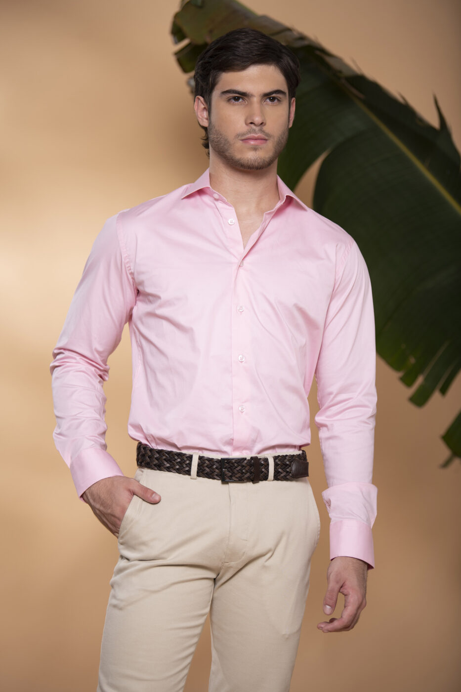 Camisa Slim Fit Strech Rosado