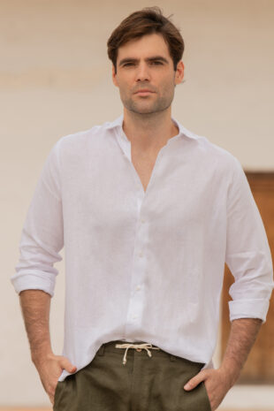 Camisa Classic Fit 100% Lino Blanco