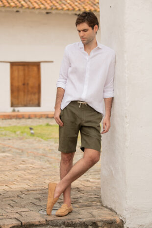 Camisa Classic Fit 100% Lino Blanco