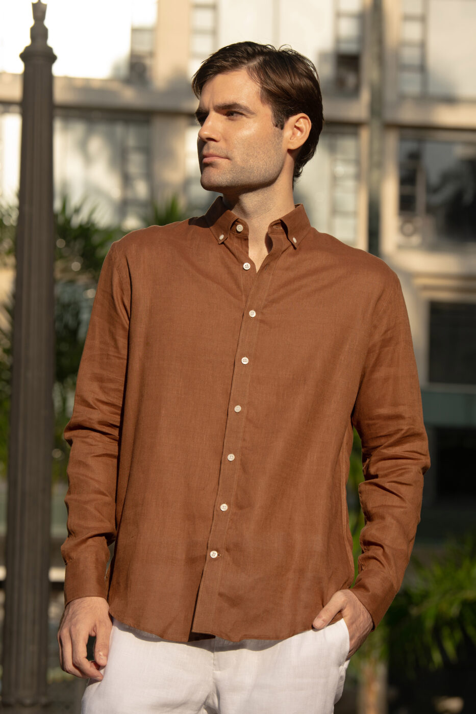 Camisa Slim Fit 100% Lino Brownie