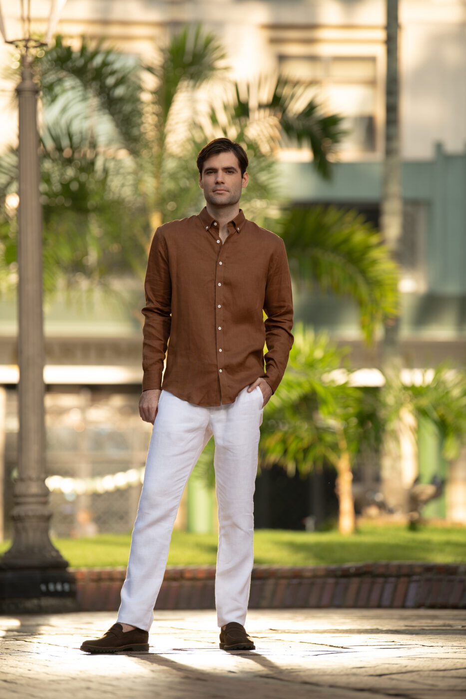 Camisa Slim Fit 100% Lino Brownie