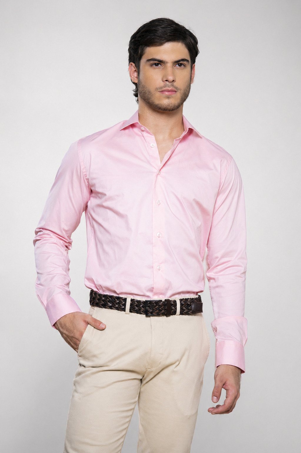 Camisa Slim Fit Strech Rosado