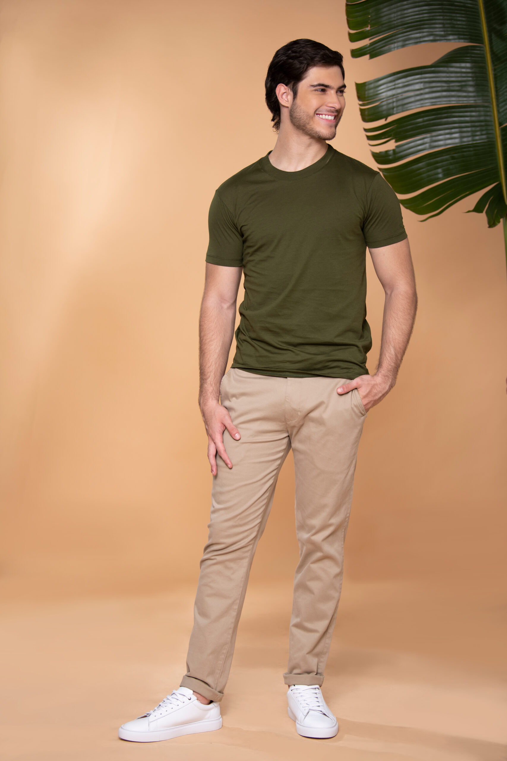 Pantalón Slim Fit Mezcla Algodón Camel - Imagen 4