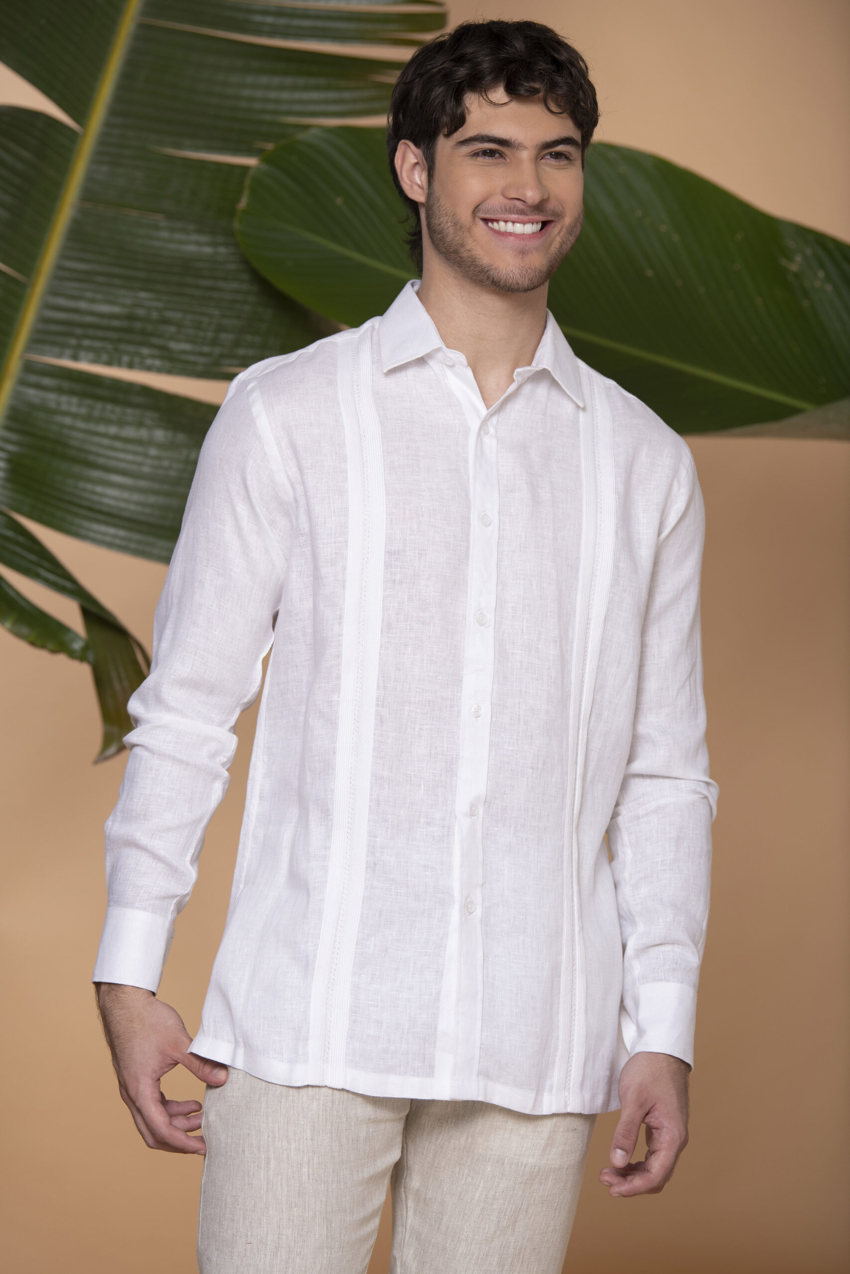 Guayabera Classic Fit 100% Lino Blanco