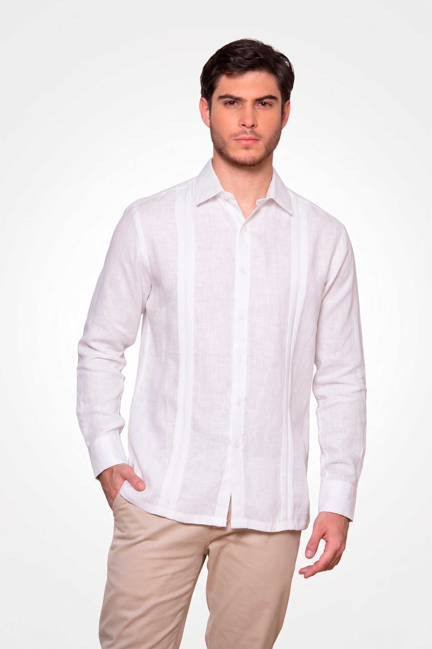 Guayabera Classic Fit 100% Lino Blanco