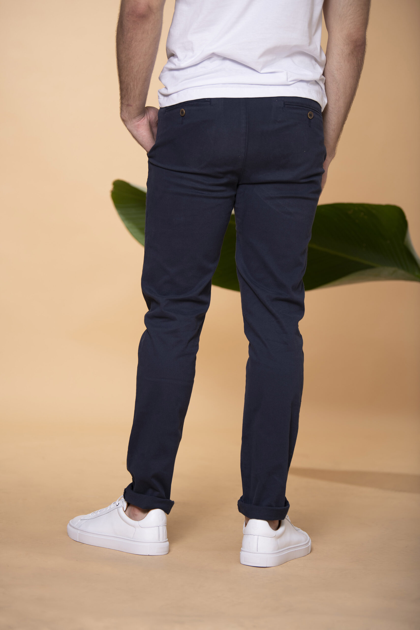 Pantalón Slim Fit Mezcla Algodón Azul Navy
