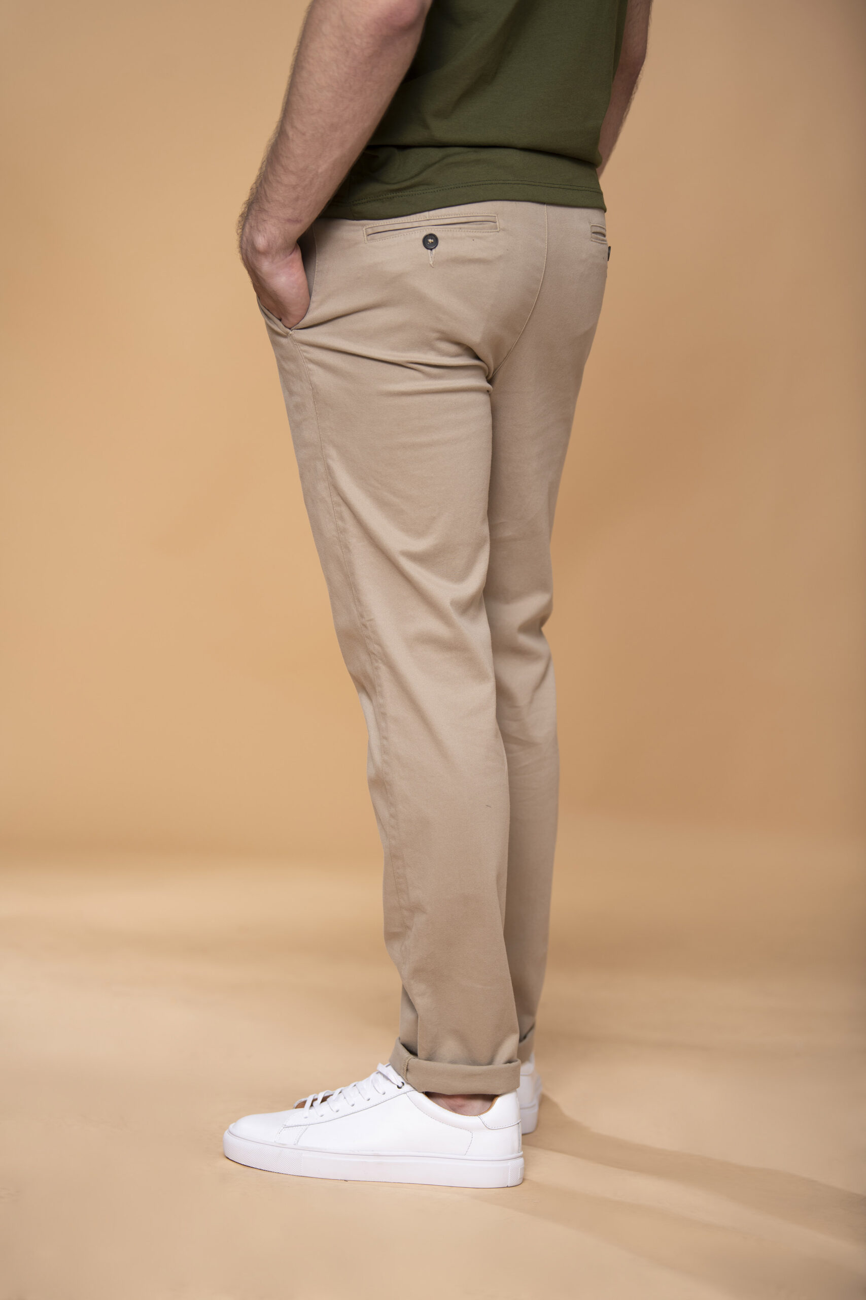 Pantalón Slim Fit Mezcla Algodón Camel - Imagen 3
