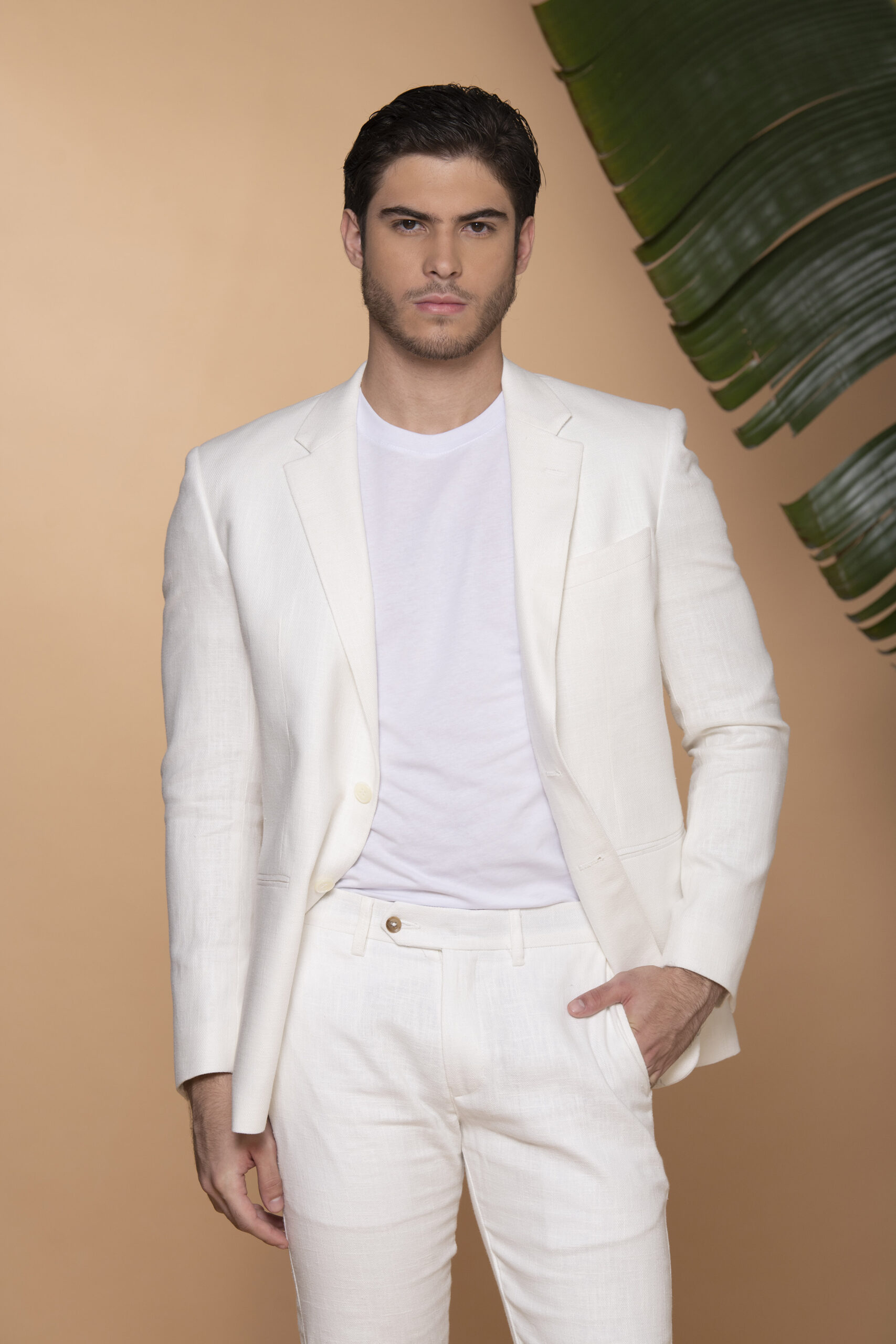 Traje Slim Fit 100% Lino Marfil - Imagen 3