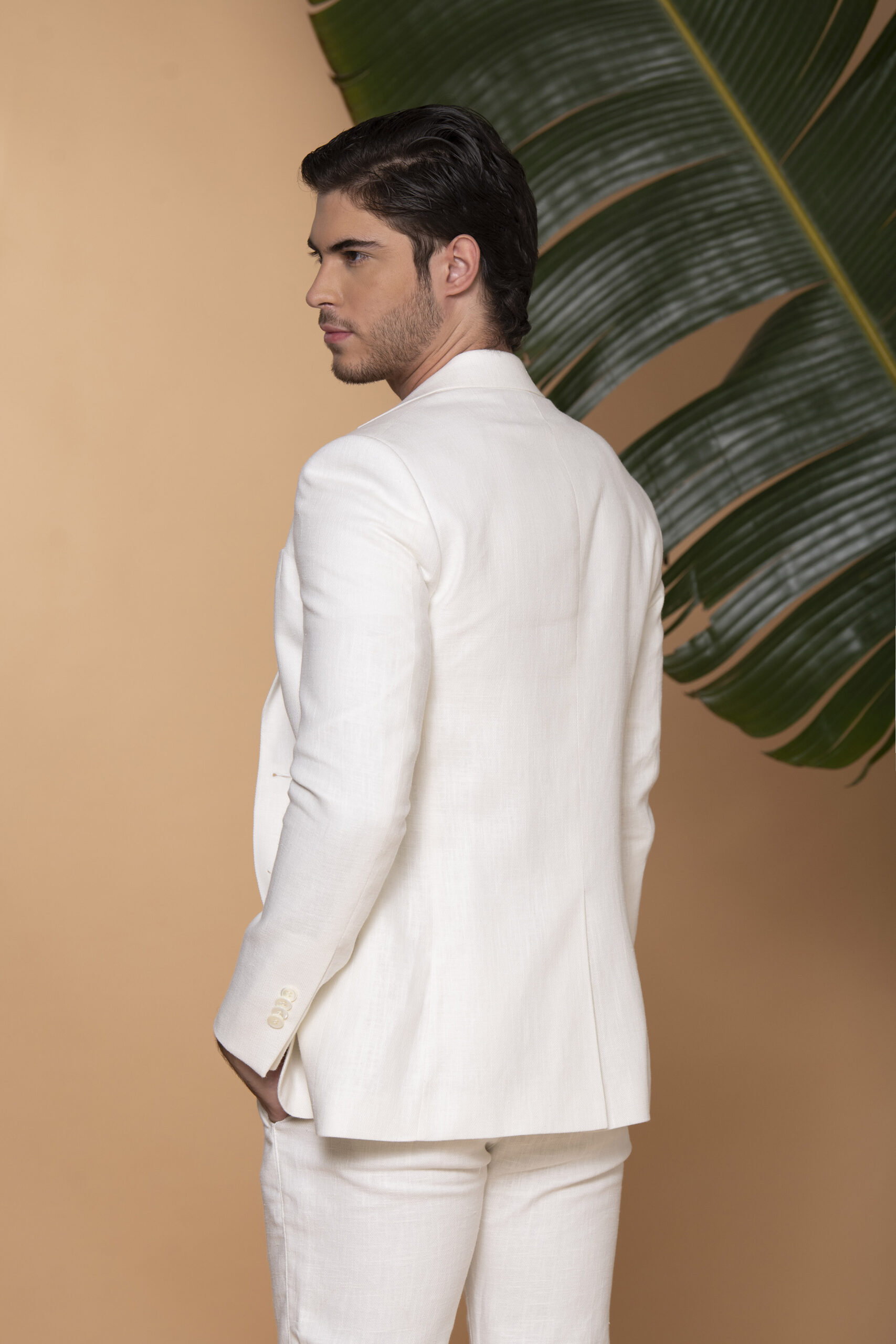 Traje Slim Fit 100% Lino Marfil - Imagen 4