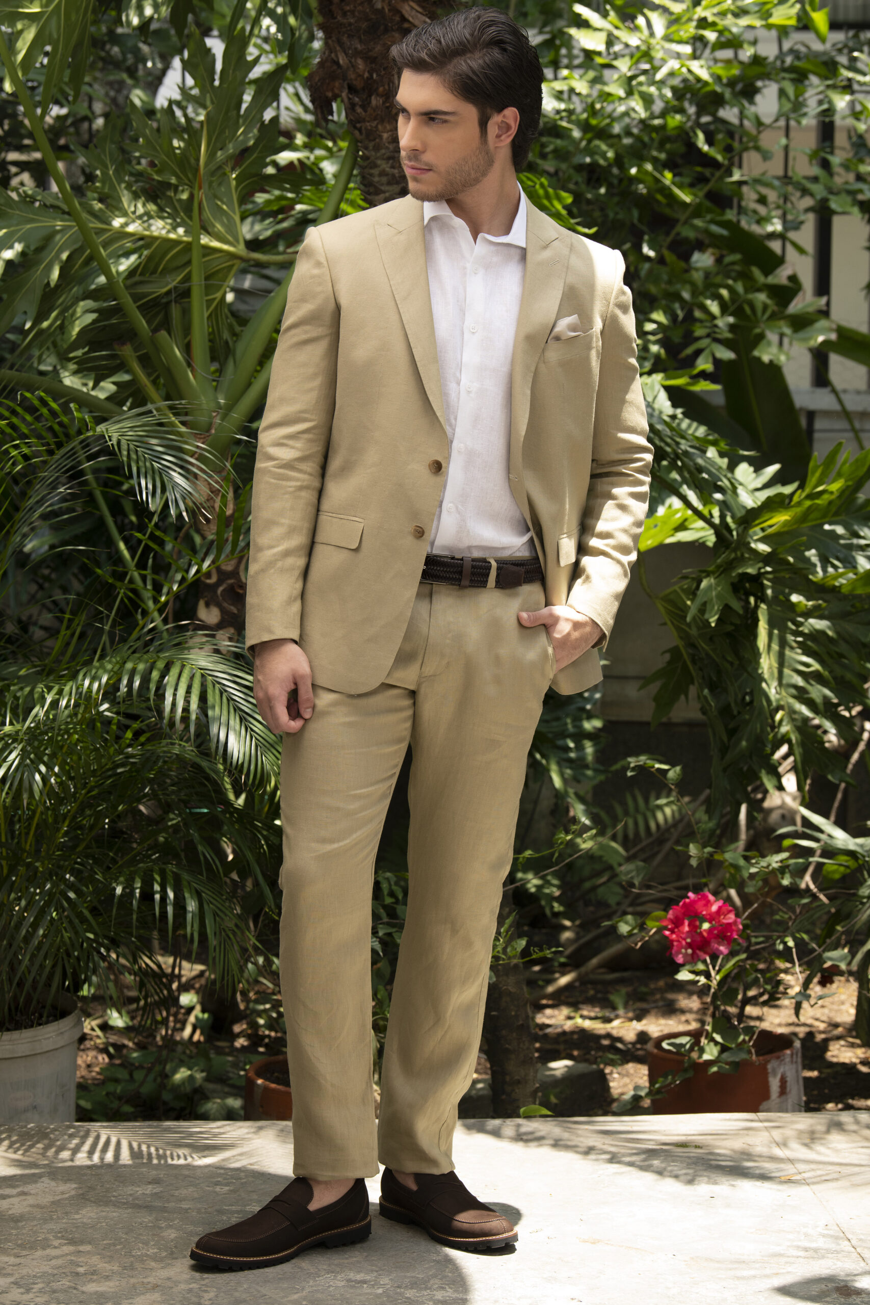 Traje Slim Fit 100% Lino Verde Aloe - Imagen 5