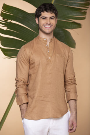 Camisa Mykonos Lino Moka