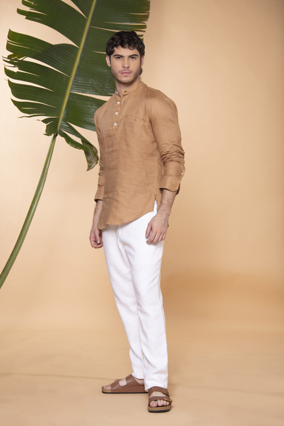 Camisa Mykonos Lino Moka