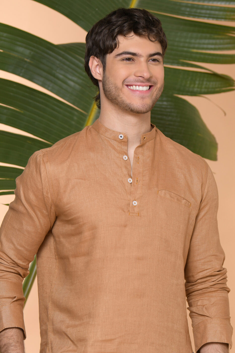 Camisa Mykonos Lino Moka