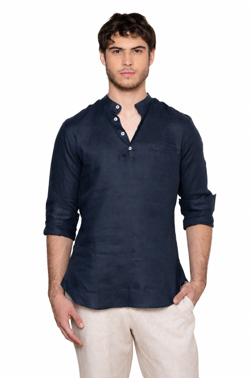 Camisa Mykonos Lino Azul Navy