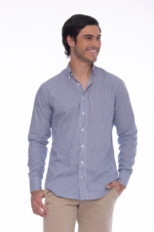 Camisa Algodón Azul Rayas - SKU 1052537027