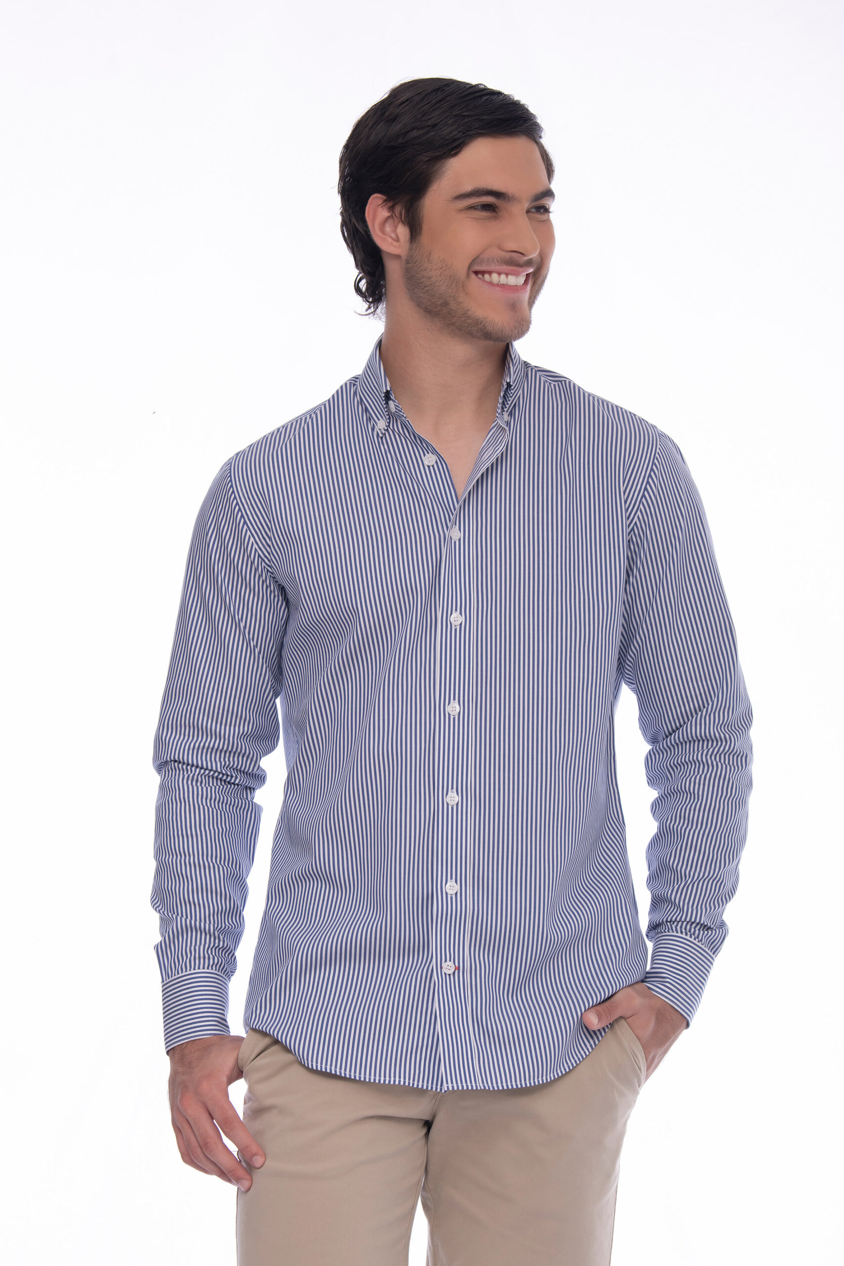 Camisa Algodón Azul Rayas - SKU 1052537027